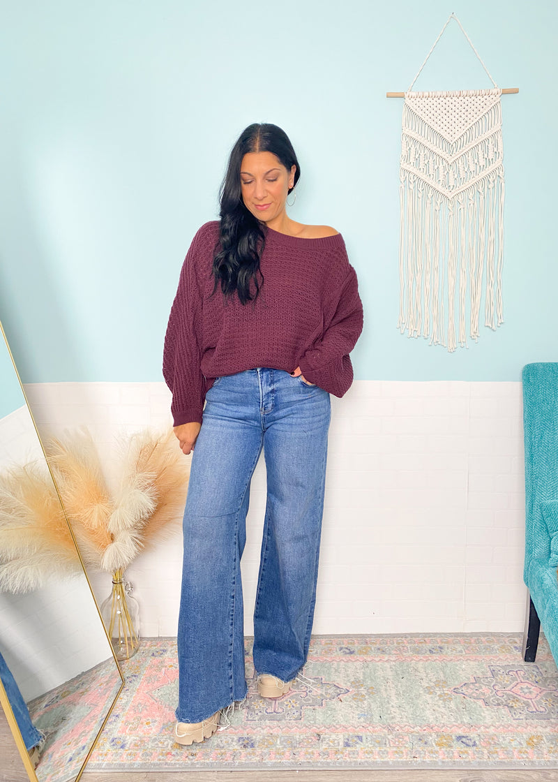 'Lainey' Dark Plum Lightweight Sweater