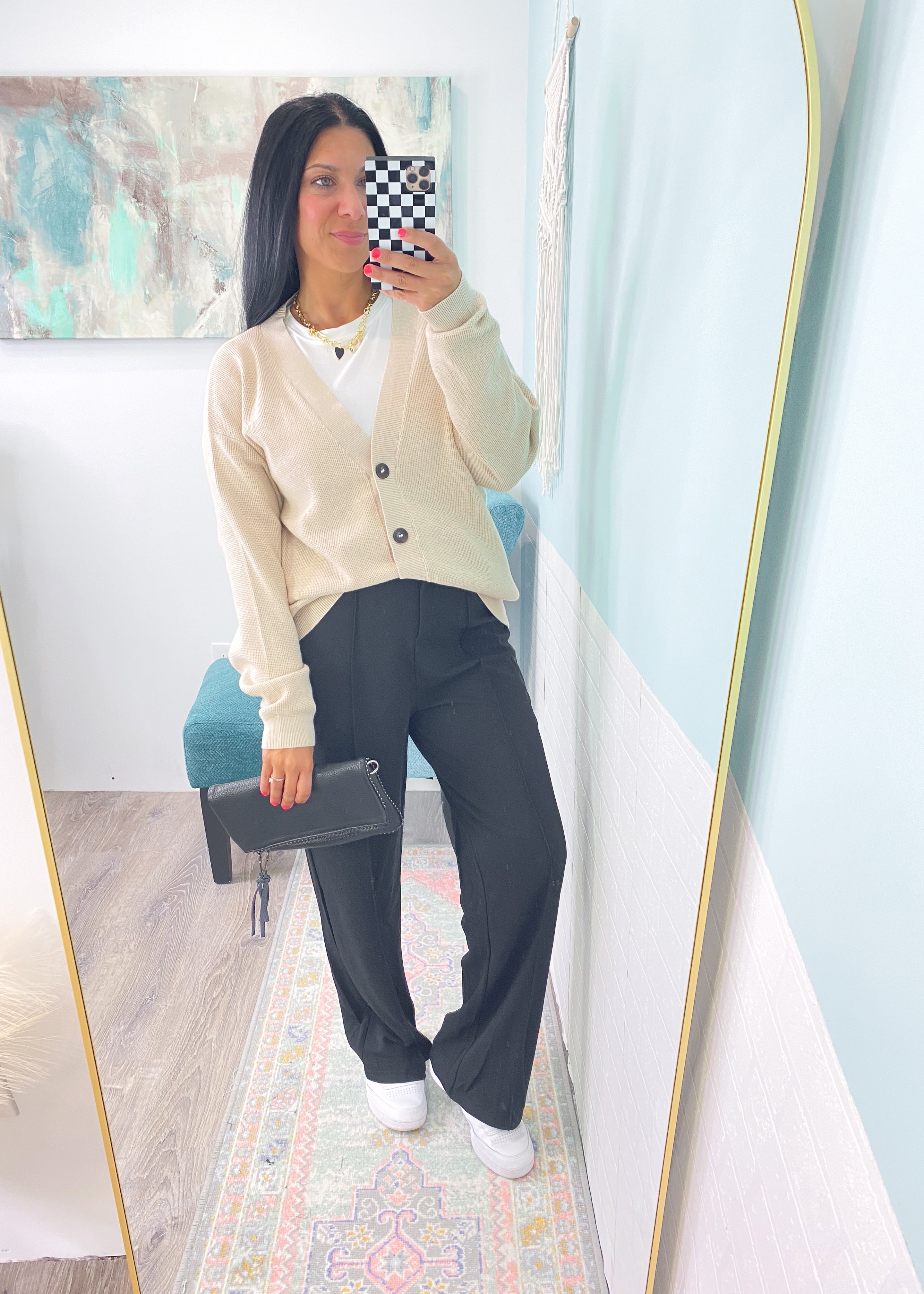 Sand Beige Button Front Cardigan