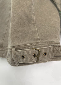 'Willow' Olive Twill Barn Jacket with Corduroy Collar
