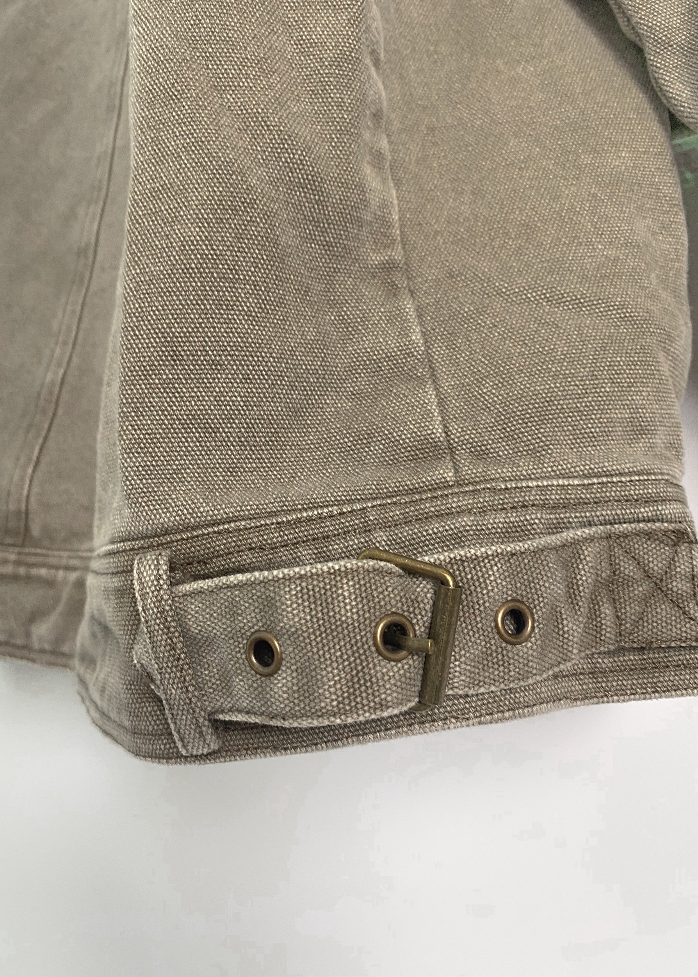 'Willow' Olive Twill Barn Jacket with Corduroy Collar