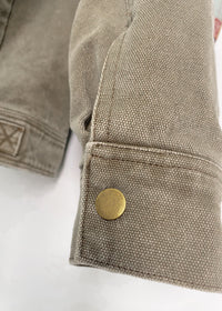 'Willow' Olive Twill Barn Jacket with Corduroy Collar