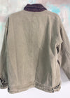 'Willow' Olive Twill Barn Jacket with Corduroy Collar