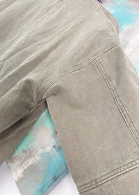 'Willow' Olive Twill Barn Jacket with Corduroy Collar