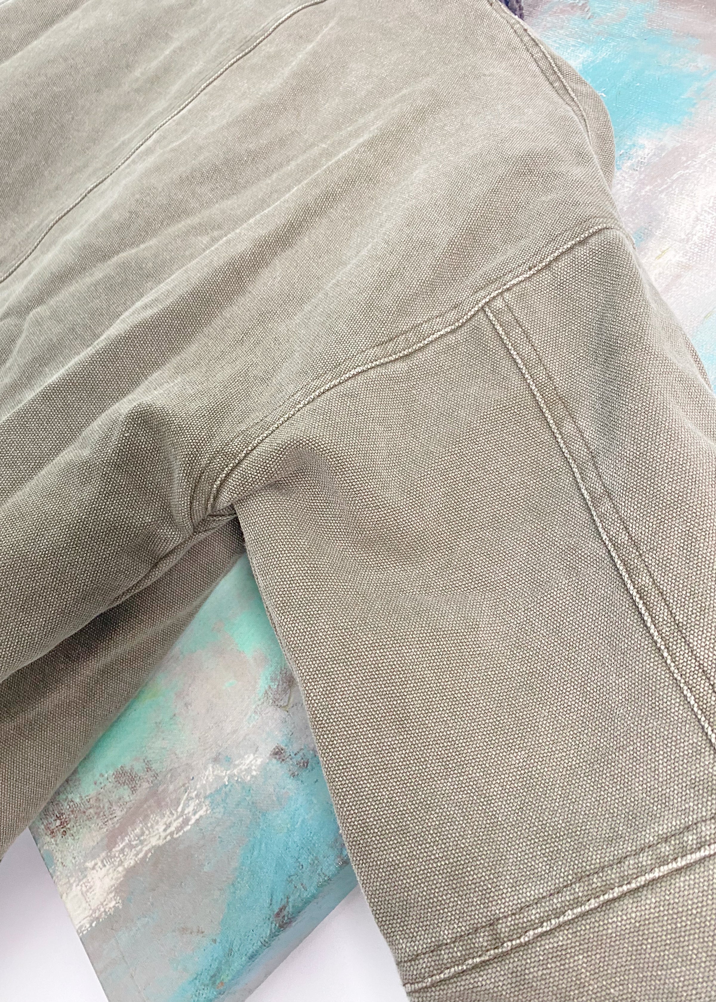 'Willow' Olive Twill Barn Jacket with Corduroy Collar