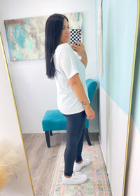'Brielle' White Classic Boxy Pima Cotton Athleisure Tee-Tee shirt perfection! This classic &amp;&nbsp;simple athleisure style tee is made with pima cotton that is pigment dyed for a rich color. It features a boxy fit perfect for athleisure joggers, jeans, shorts &amp; more!&nbsp;-Cali Moon Boutique, Plainville Connecticut