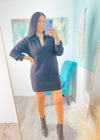 'Nora' Black Polo Sweater Dress