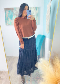 'Whispering Waves' Black Lace Maxi Skirt