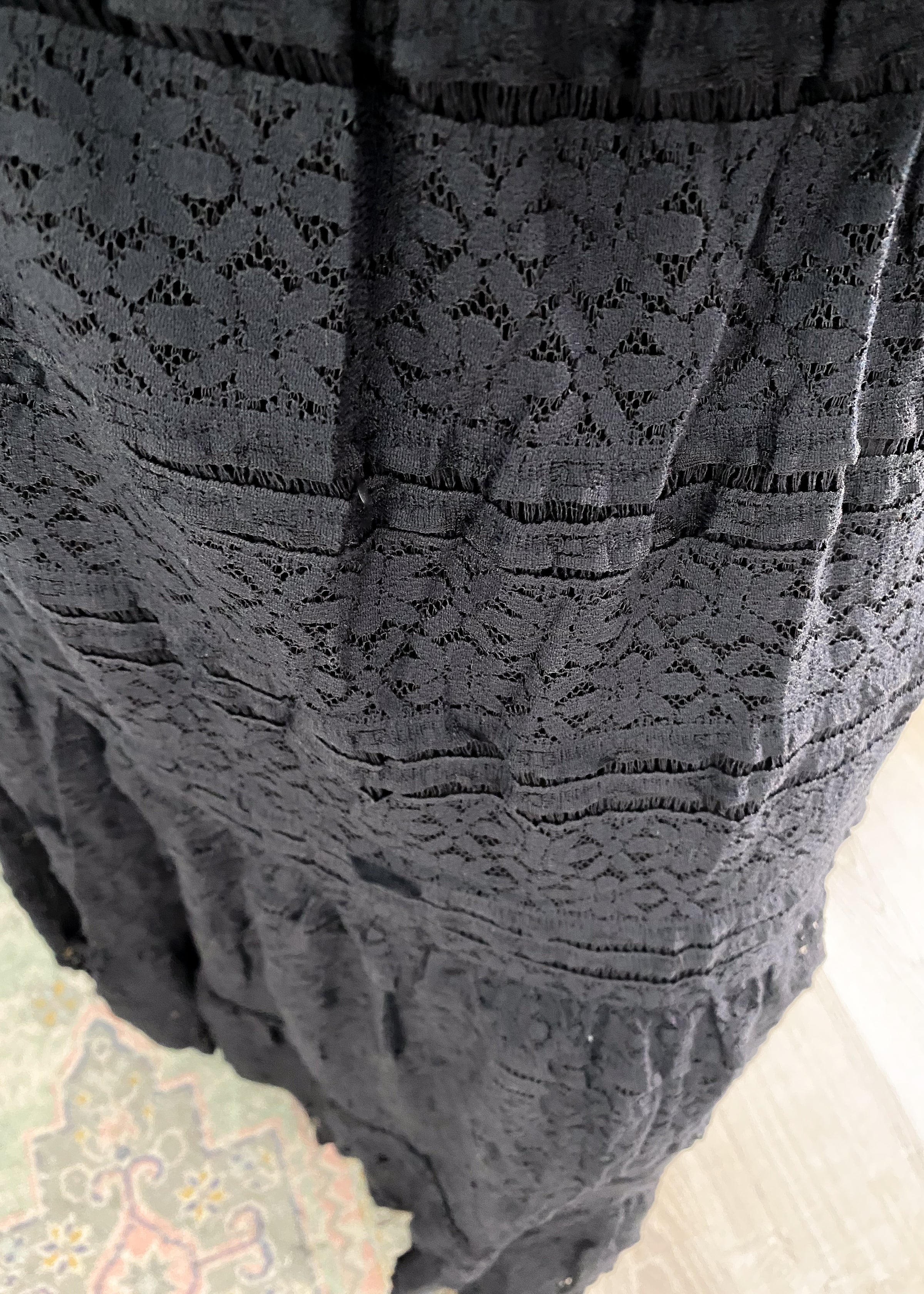 'Whispering Waves' Black Lace Maxi Skirt