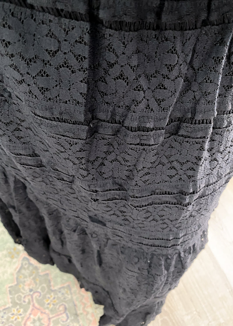'Whispering Waves' Black Lace Maxi Skirt
