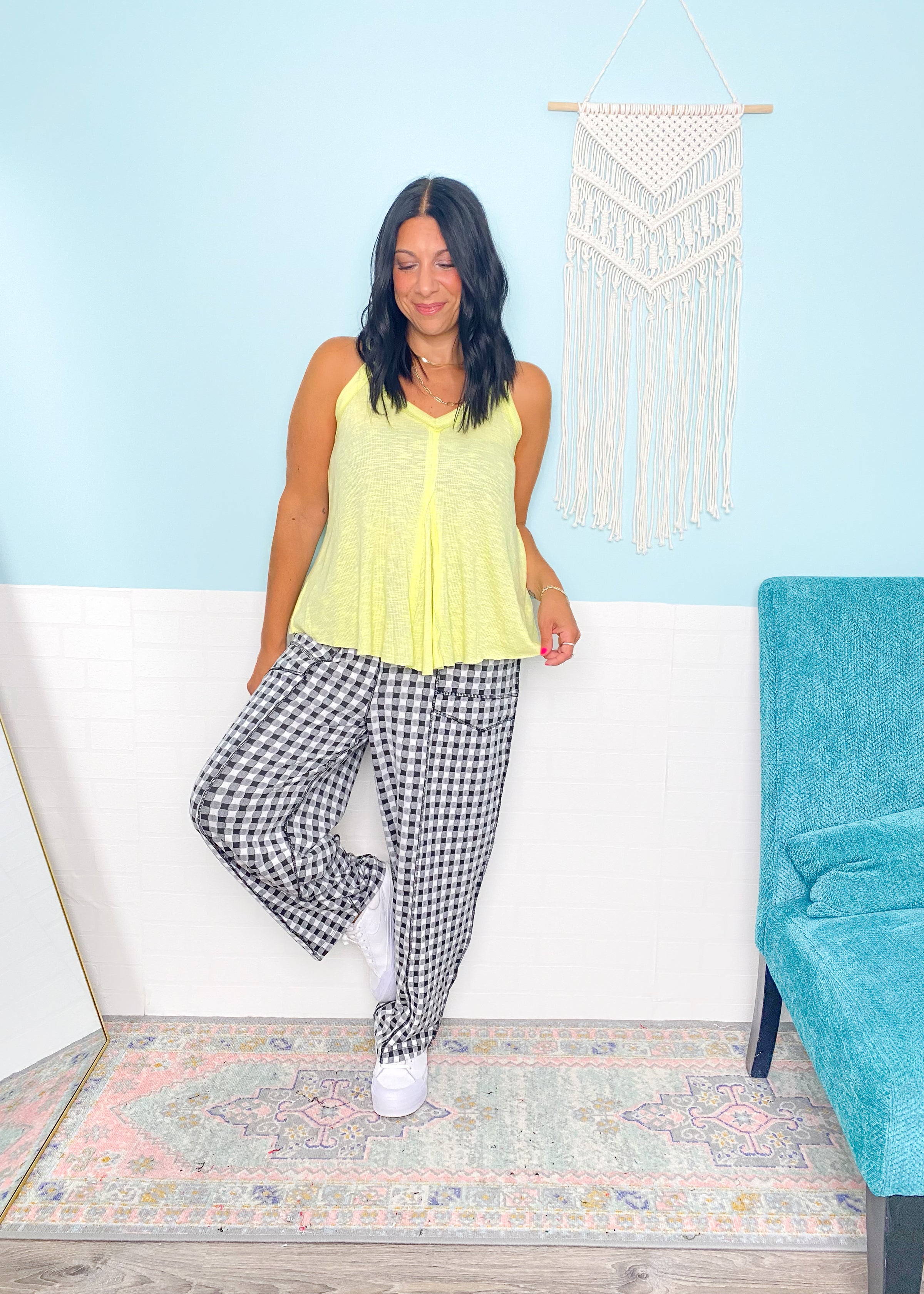 'Sunrise' Lemon Flowy Ribbed Tank Top
