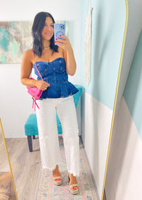 'Midnight in Malibu' Denim Peplum Top