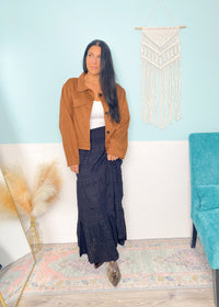 'Whispering Waves' Black Lace Maxi Skirt