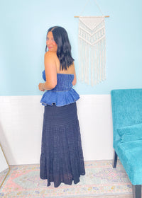 'Midnight in Malibu' Denim Peplum Top
