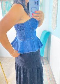 'Midnight in Malibu' Denim Peplum Top