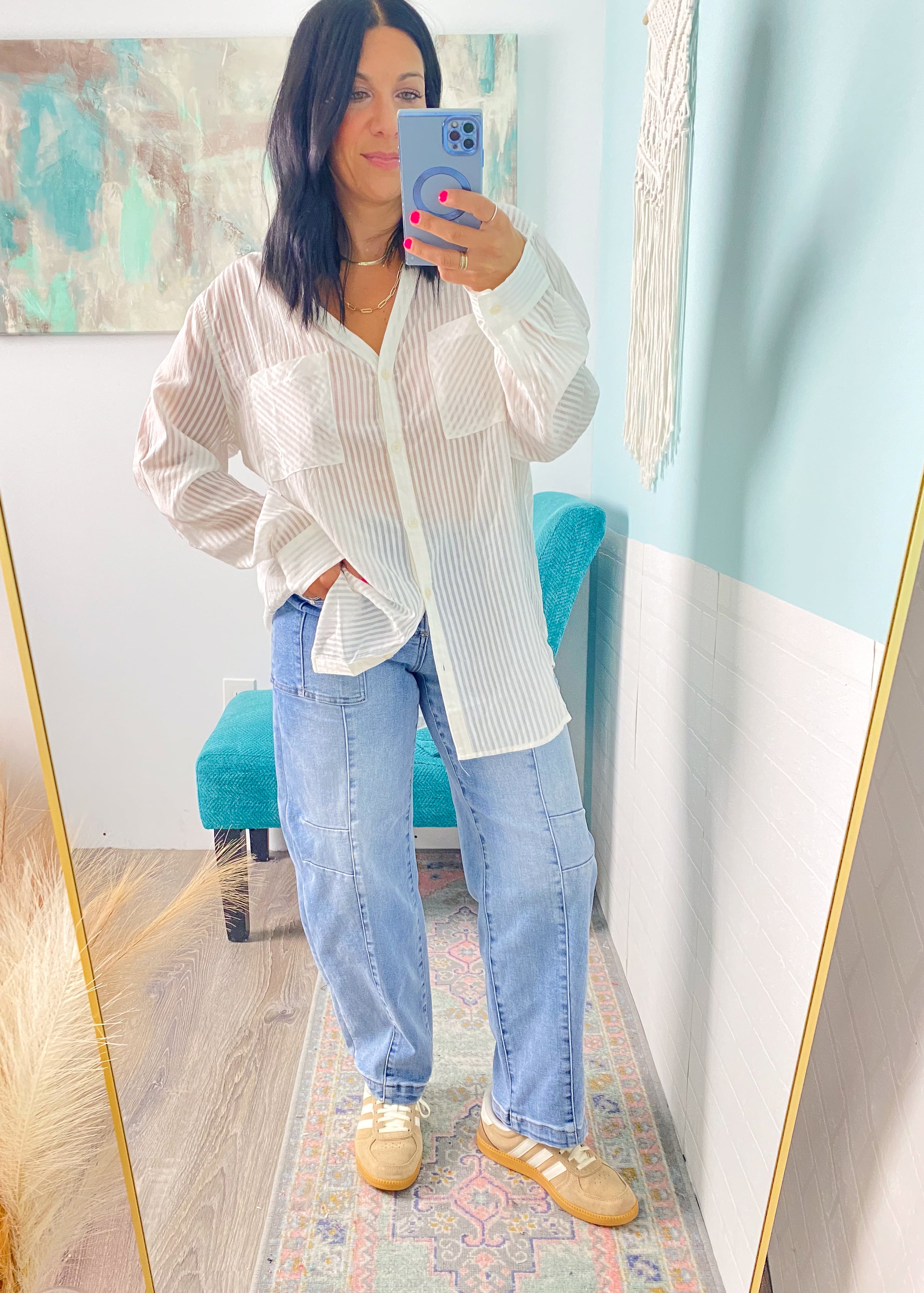'Carmela' Risen Slouchy Patch Pocket Ankle Boyfriend Jeans