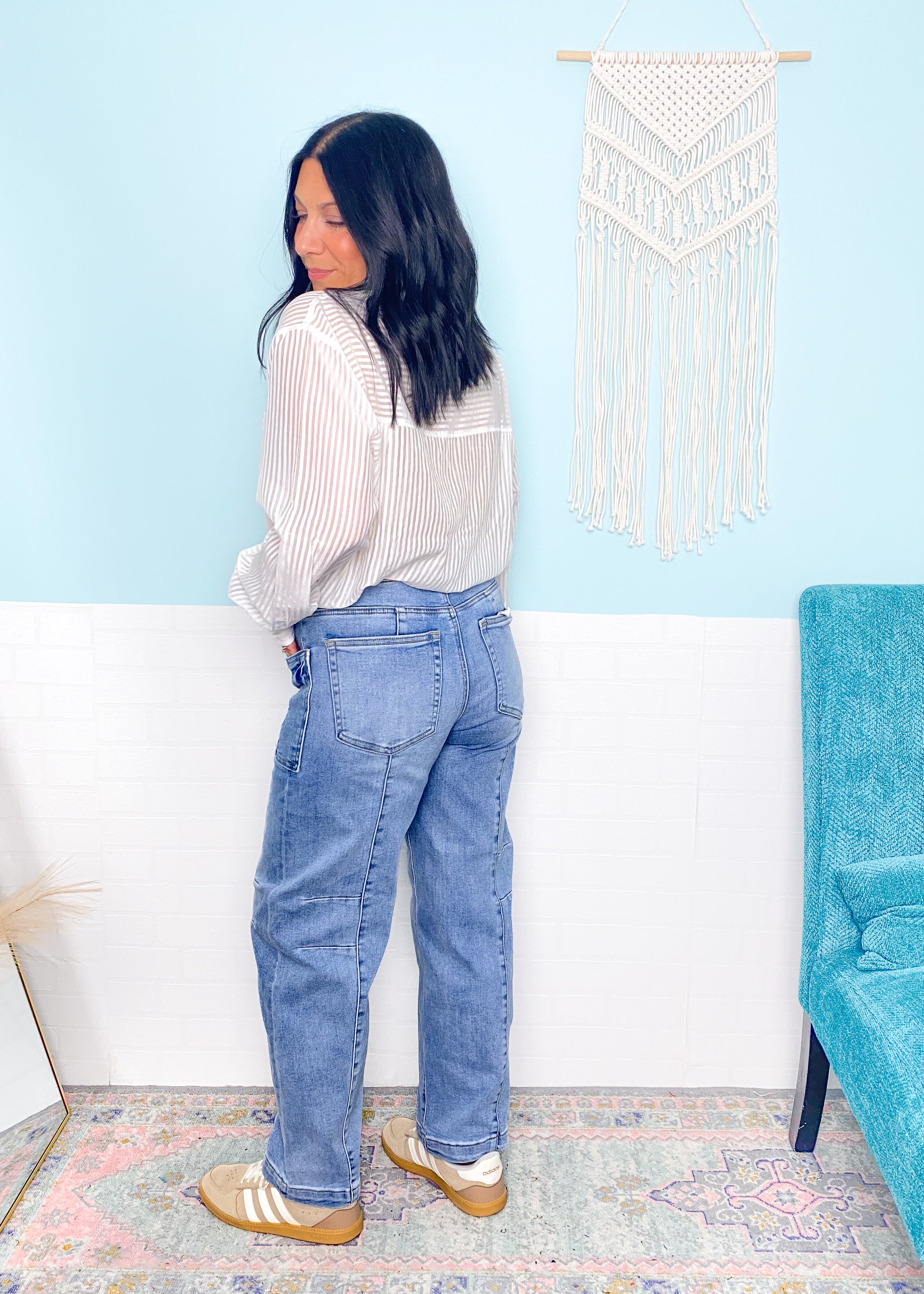 'Carmela' Risen Slouchy Patch Pocket Ankle Boyfriend Jeans