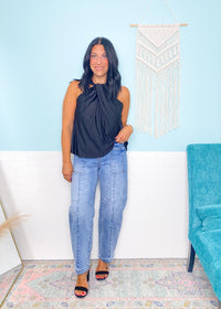 'Carmela' Risen Slouchy Patch Pocket Ankle Boyfriend Jeans