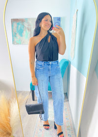 'Carmela' Risen Slouchy Patch Pocket Ankle Boyfriend Jeans