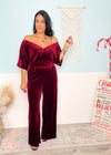 'The Afterparty' Burgundy Velvet Jumpsuit