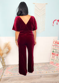 'The Afterparty' Burgundy Velvet Jumpsuit