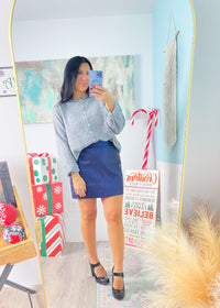 'Starry Night' Navy Metallic Foil Mini Skirt