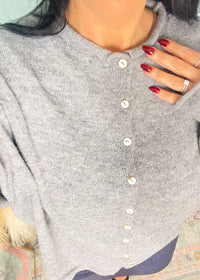 'Everyday Luxe' Heather Gray Rolled Neck Soft Cardigan