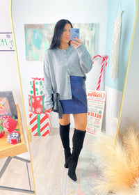 'Everyday Luxe' Heather Gray Rolled Neck Soft Cardigan