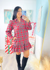 'Merry Mini' Red Plaid Ruffle Mini Dress