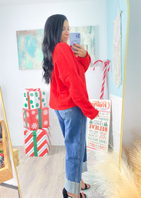 'Everyday Luxe' Heather Red Rolled Neck Soft Cardigan