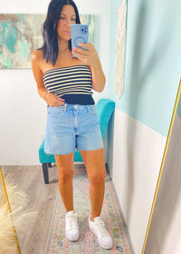 'The Coastline'Ribbed Striped Tube Top