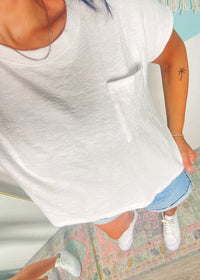 'Free to Dream' Off White Textured Slub Boxy Top