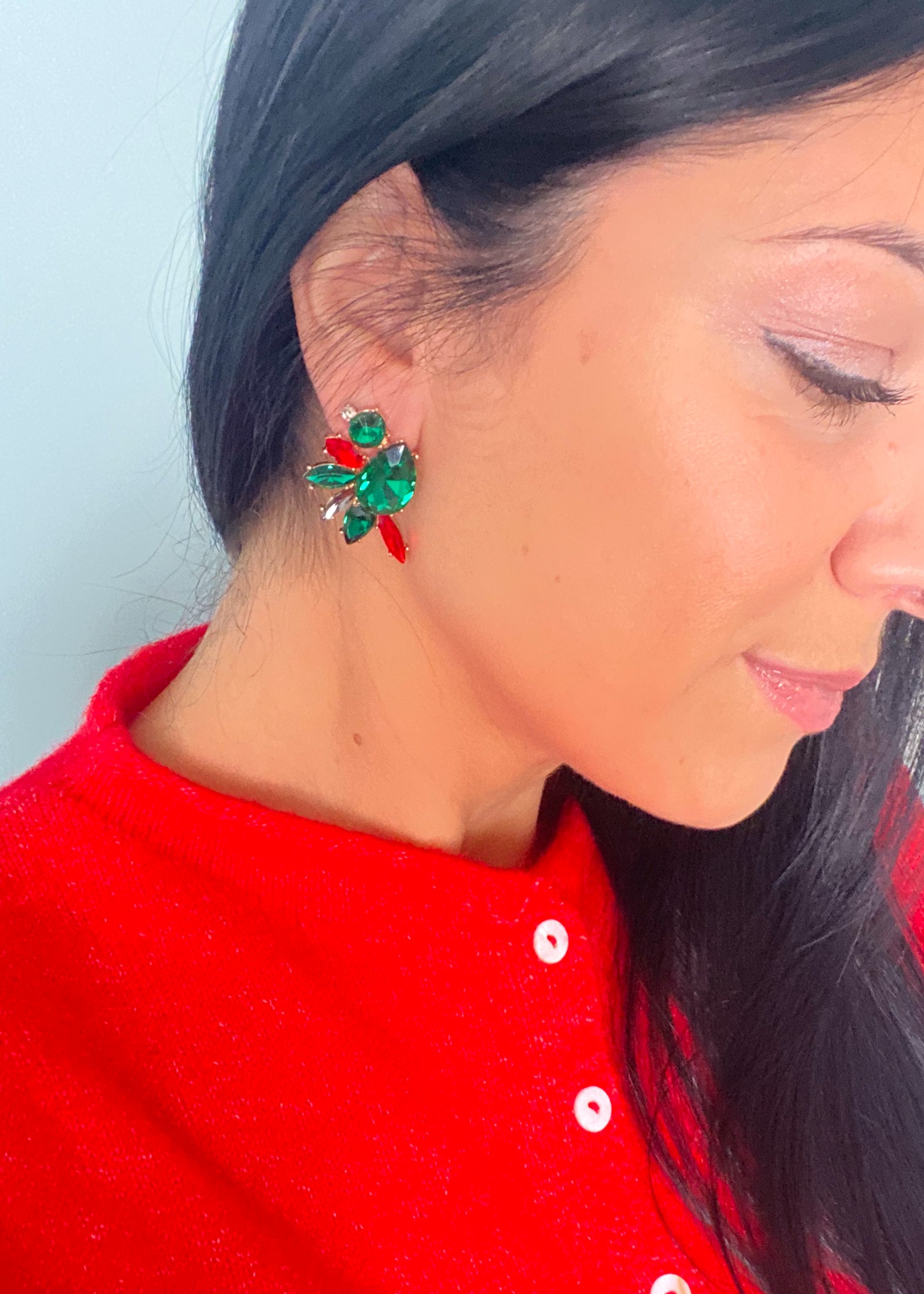 Ruby + Emerald Crystal Earrings