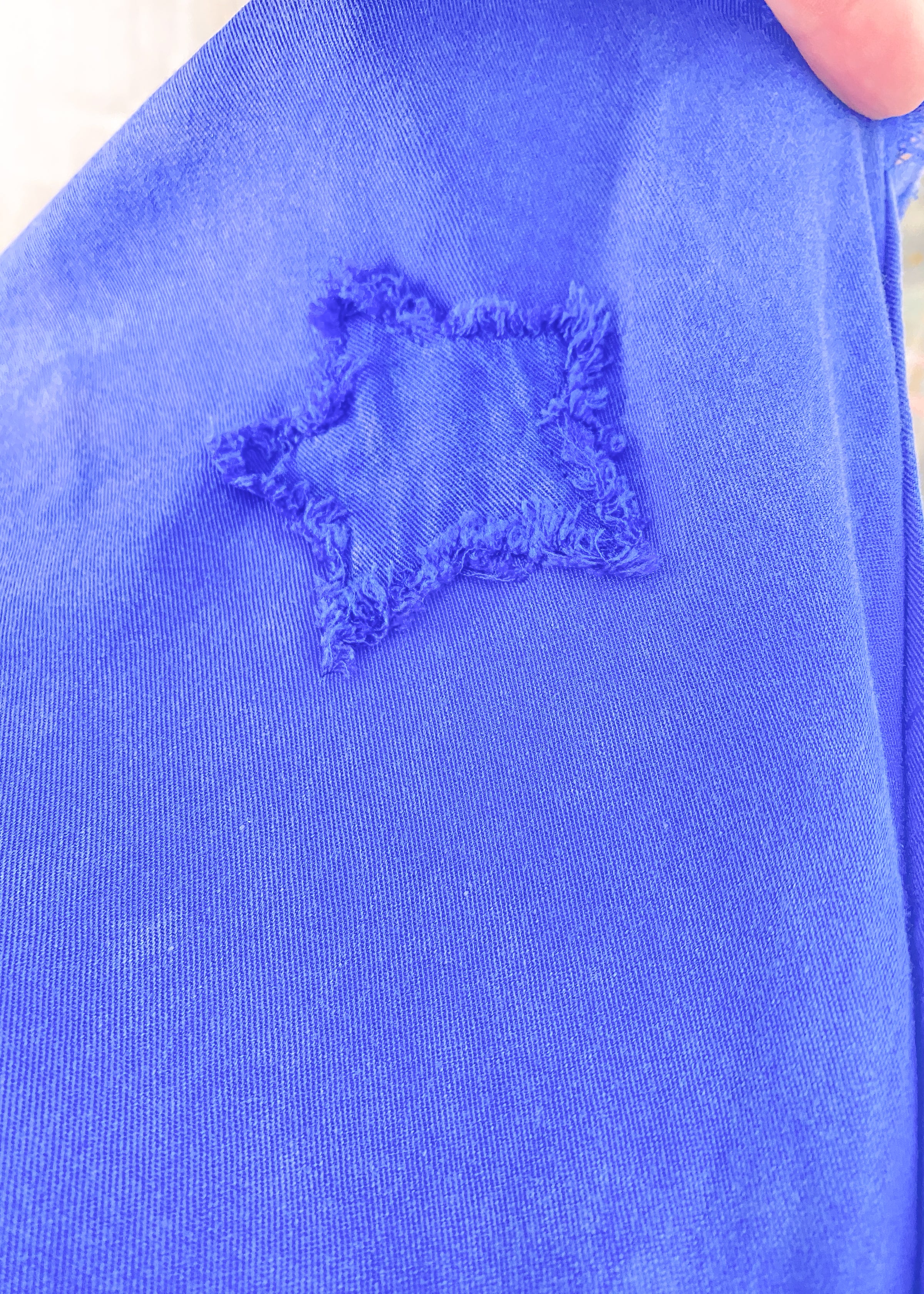 'Starstruck' Washed Blue Star Patch Soft Shirt