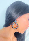 Blue + Black Gemstone Circle Drop Earrings