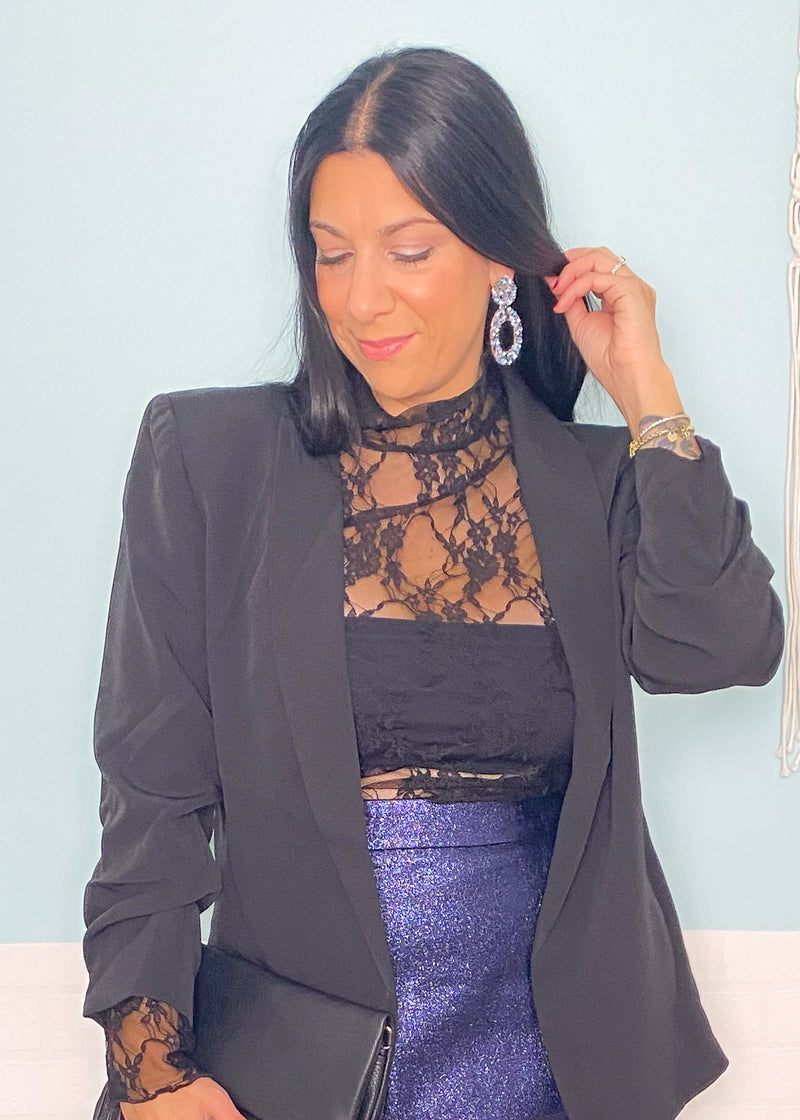 Blue + Black Gemstone Circle Drop Earrings