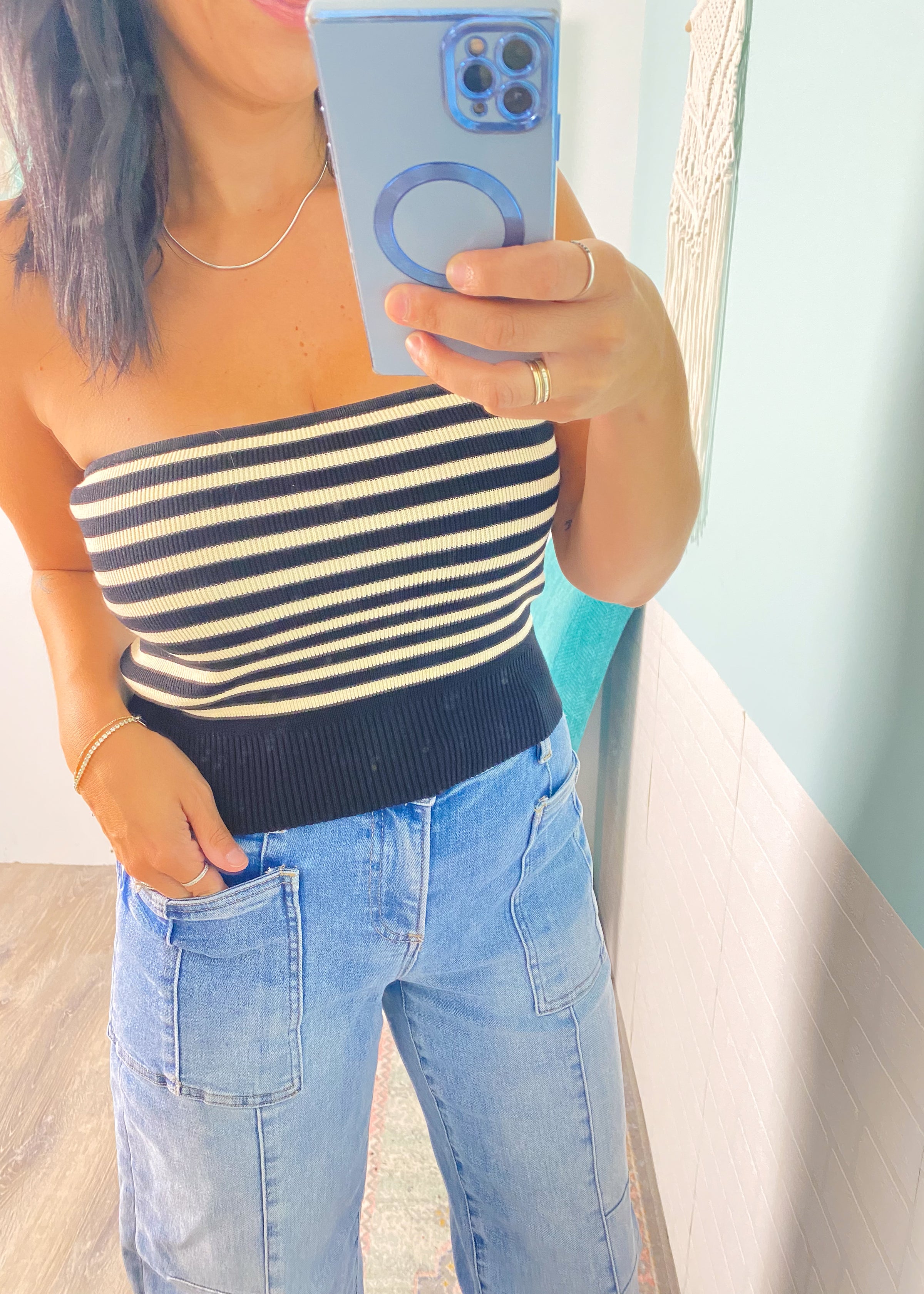 'The Coastline'Ribbed Striped Tube Top