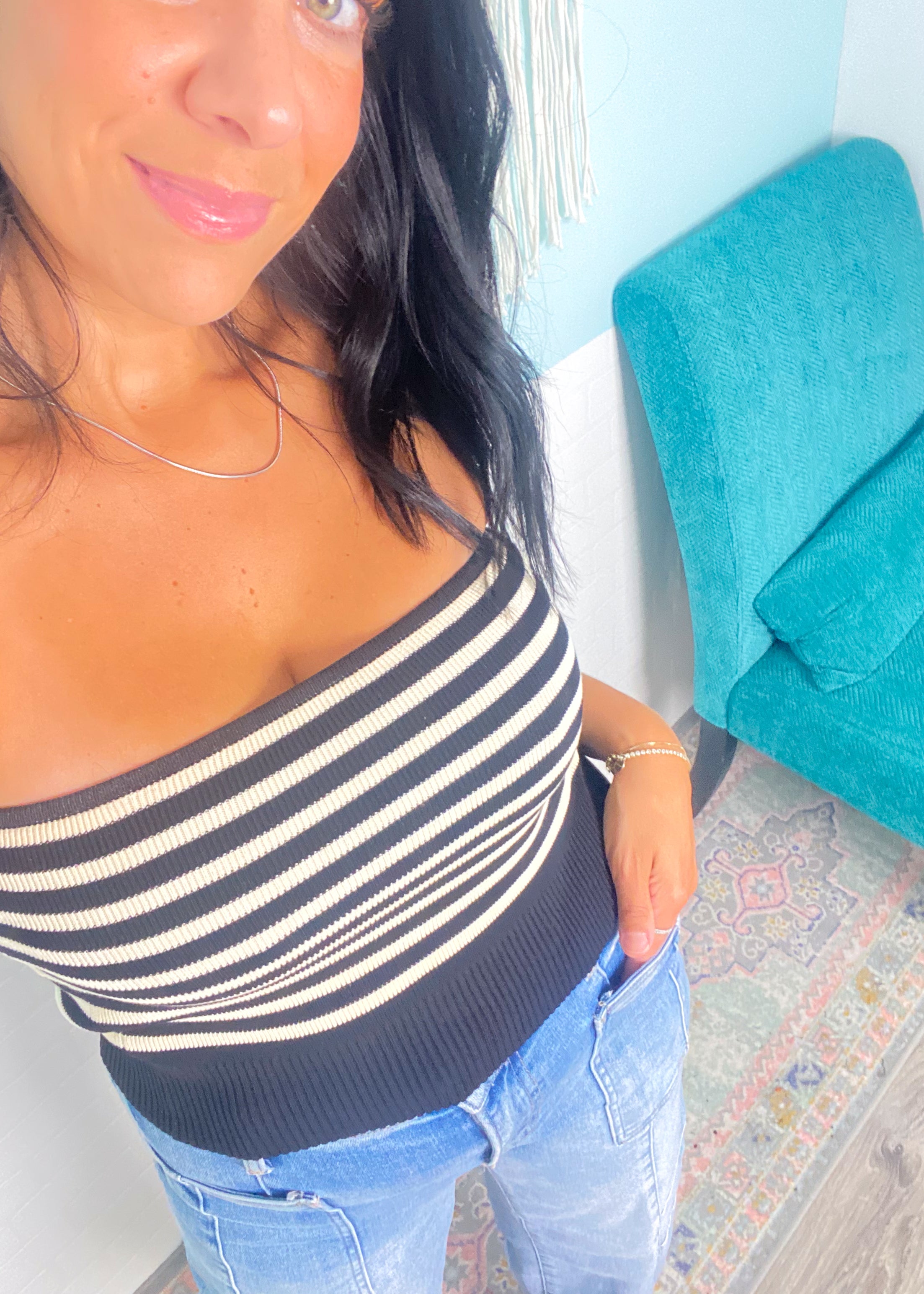 'The Coastline'Ribbed Striped Tube Top