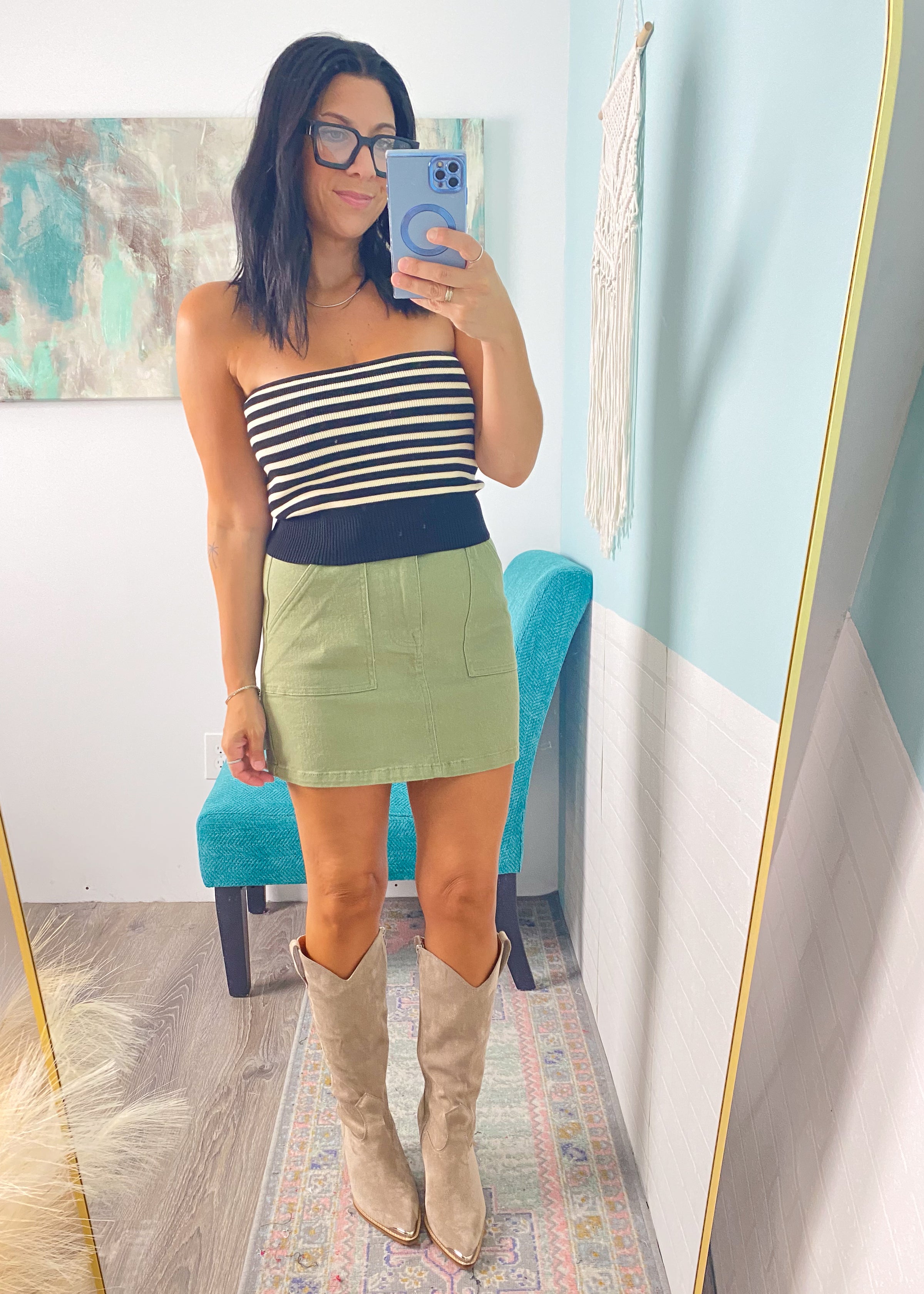 'The Coastline'Ribbed Striped Tube Top