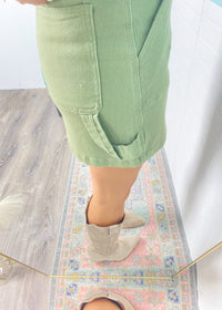 'Catalina' Olive Stretch Jean Skirt