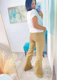 'Nomad' Butterscotch Super Flare Leg High Waist Denim