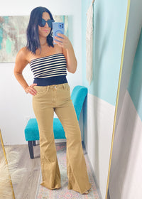 'Nomad' Butterscotch Super Flare Leg High Waist Denim