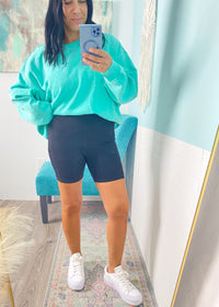 'Joy Ride' Black Activewear Lounge Biker Shorts
