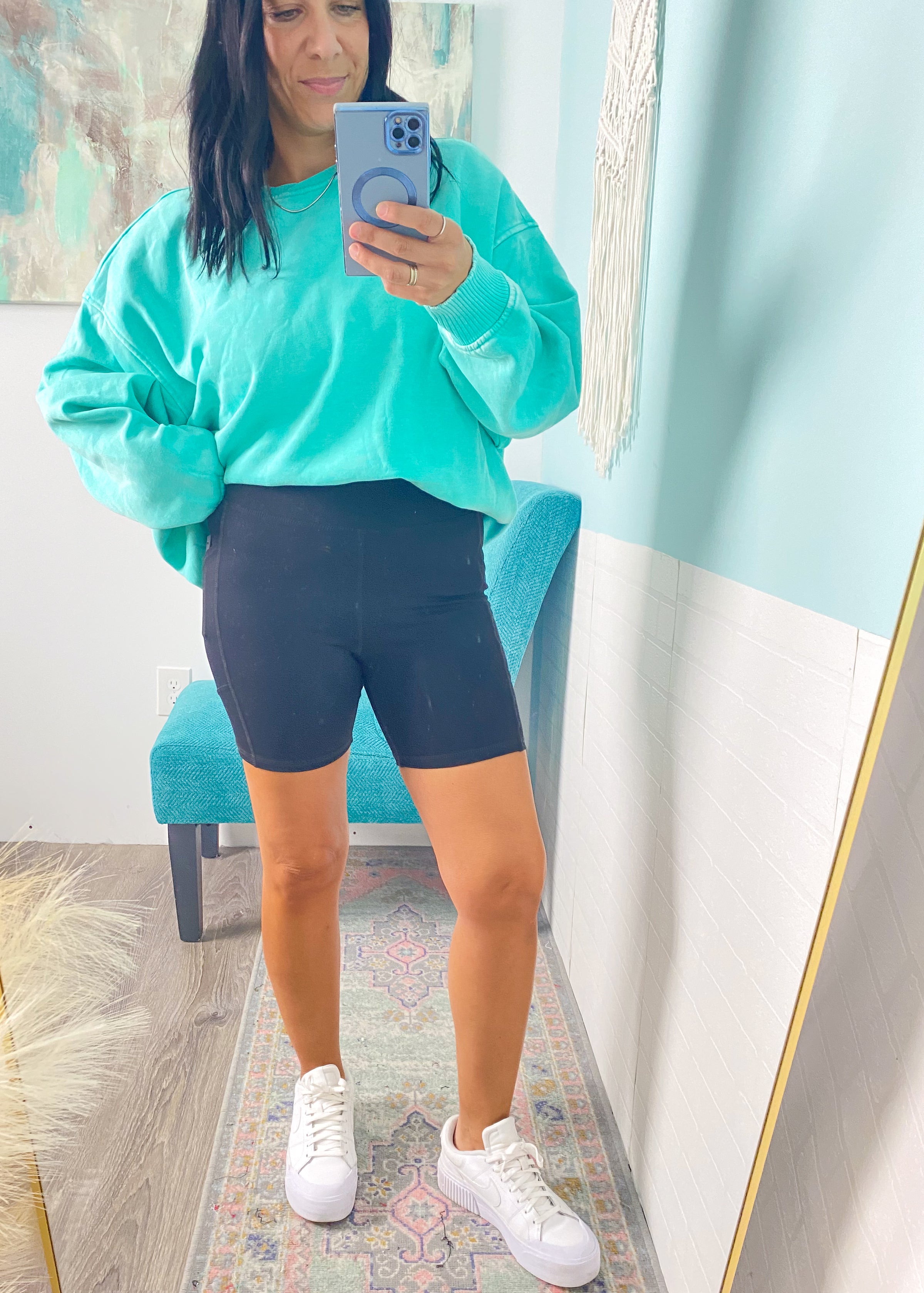 'Joy Ride' Black Activewear Lounge Biker Shorts