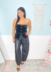 'Midnight Rose' Black Velvet Strapless Vest with Rose Buttons