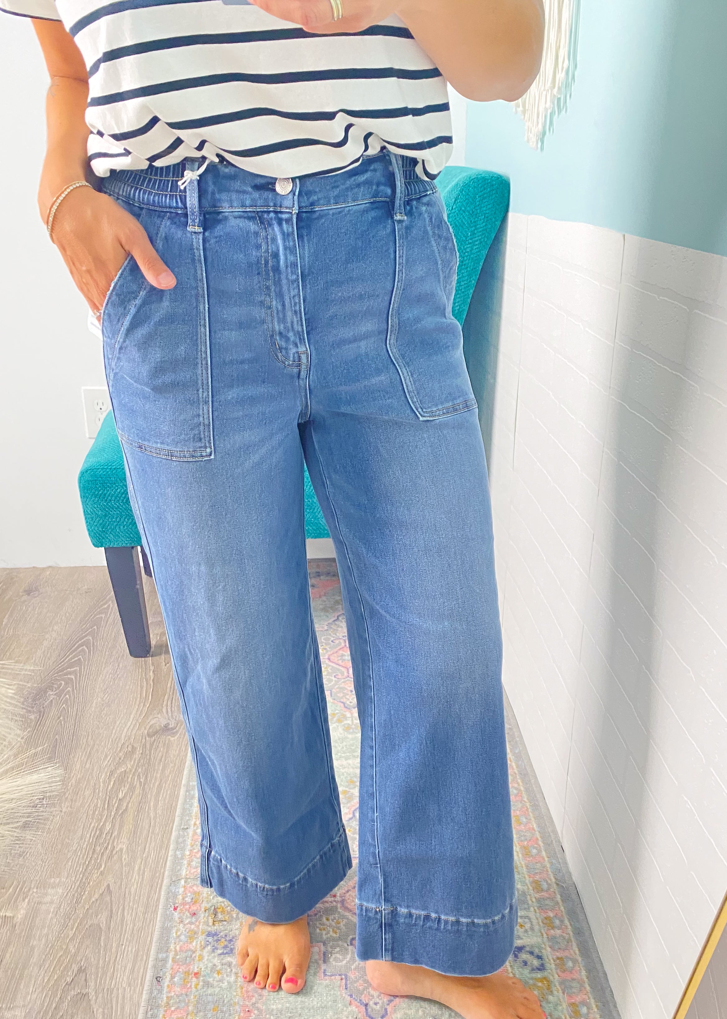 'Georgia' Lovervet Elastic Waistband Cropped Jeans