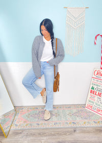 'Everyday Luxe' Heather Gray Rolled Neck Soft Cardigan