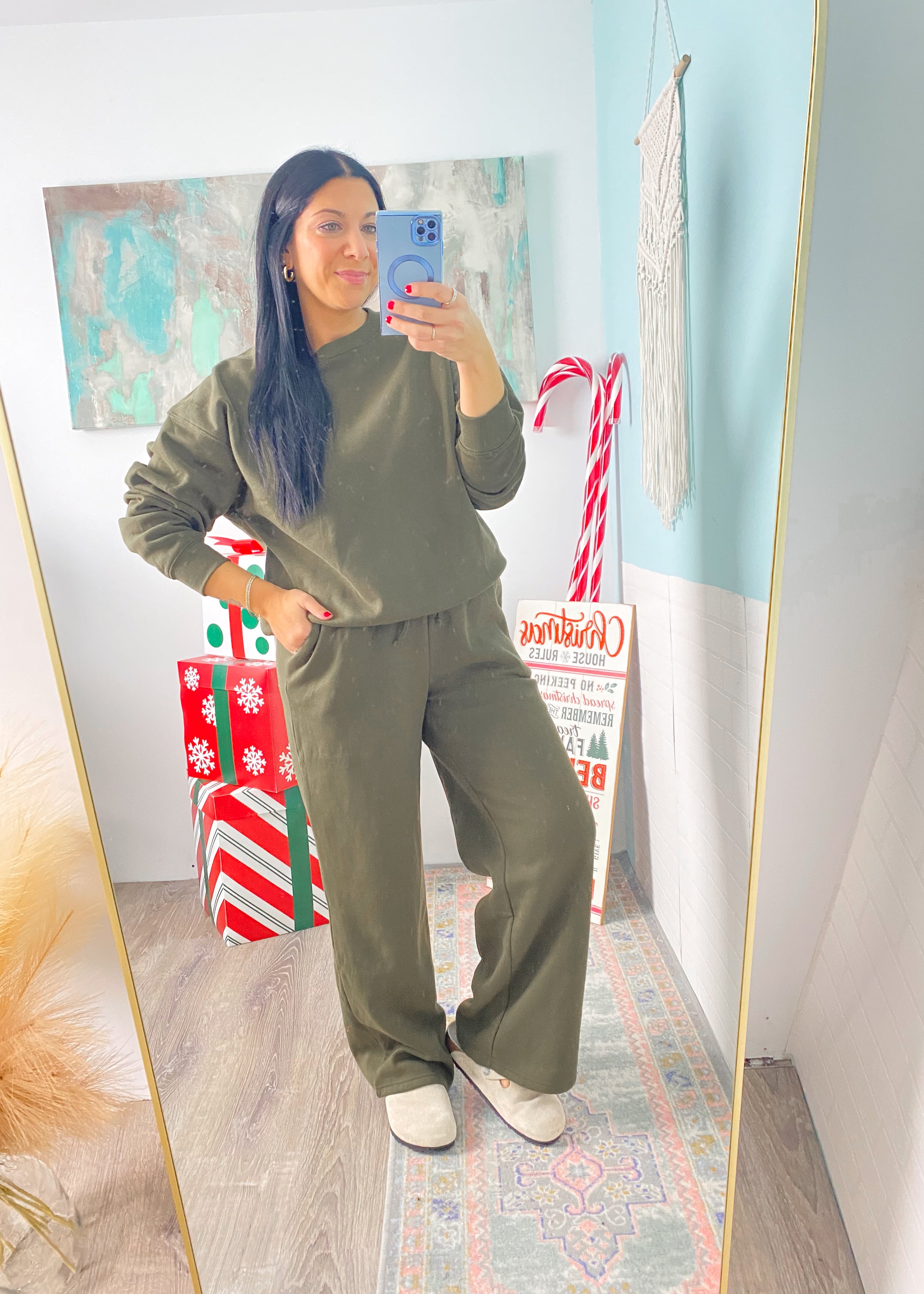 *DOORBUSTER* Dark Olive Fleece Crew Neck Sweatshirt