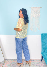 'Hey Buttercup' Butter Yellow Lace T-Shirt