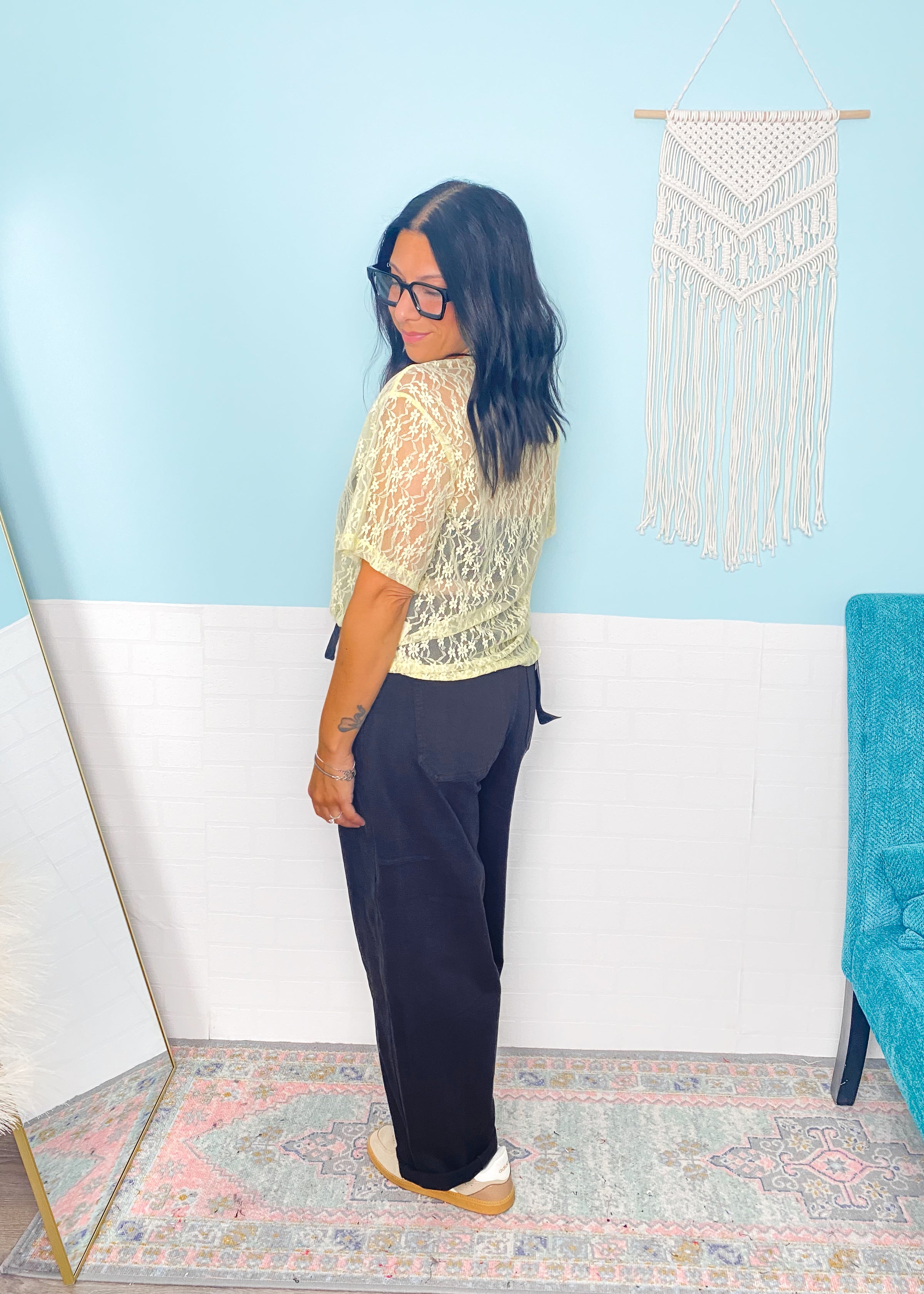 'Mina' Risen Black Slouchy Oversized Tapered Jeans