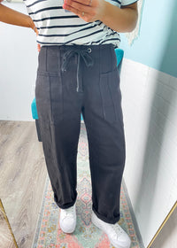 'Mina' Risen Black Slouchy Oversized Tapered Jeans